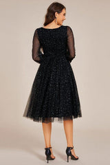 A-Line Midi Sparkling Tulle Dress CG0272 - COCOMELODY