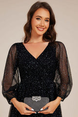 A-Line Midi Sparkling Tulle Dress CG0272 - COCOMELODY