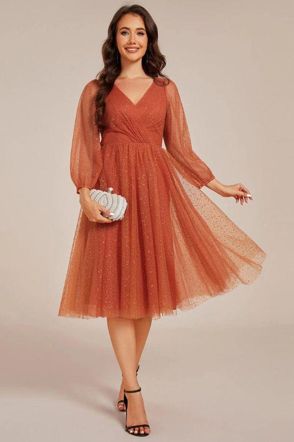 A-Line Midi Sparkling Tulle Dress CG0272 - COCOMELODY