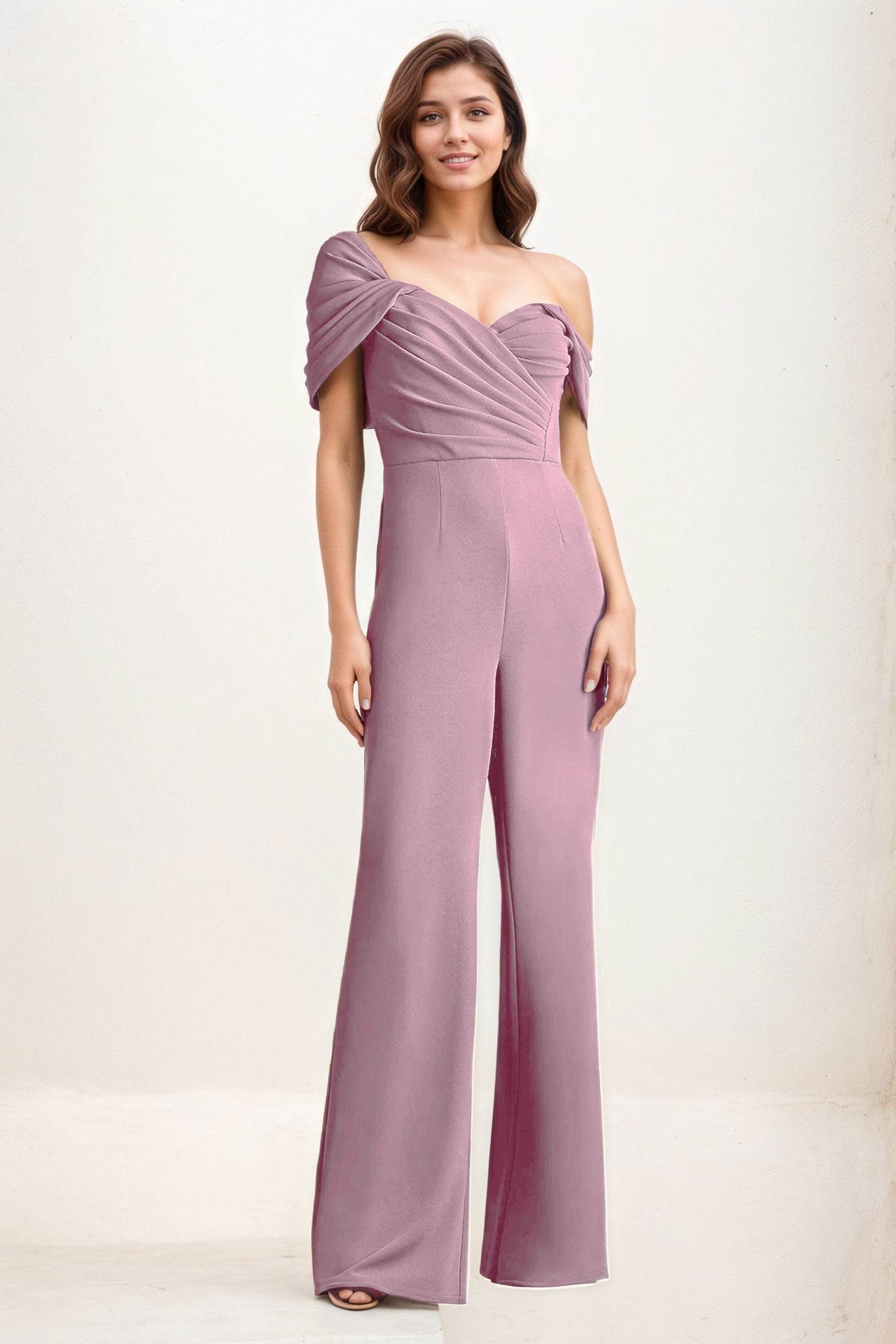 Jumpsuit Maxi Elastic Cloth Wedding Guest Dress CG0276 - COCOMELODY