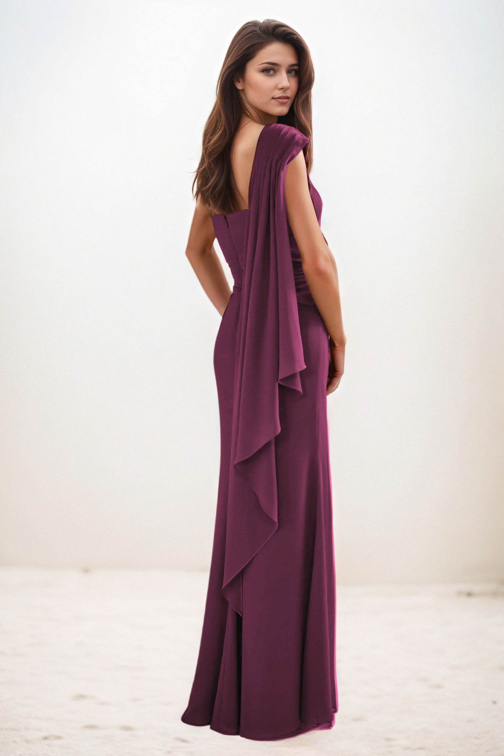 Trumpet-Mermaid Maxi Chiffon Wedding Guest Dress CG0289 - COCOMELODY