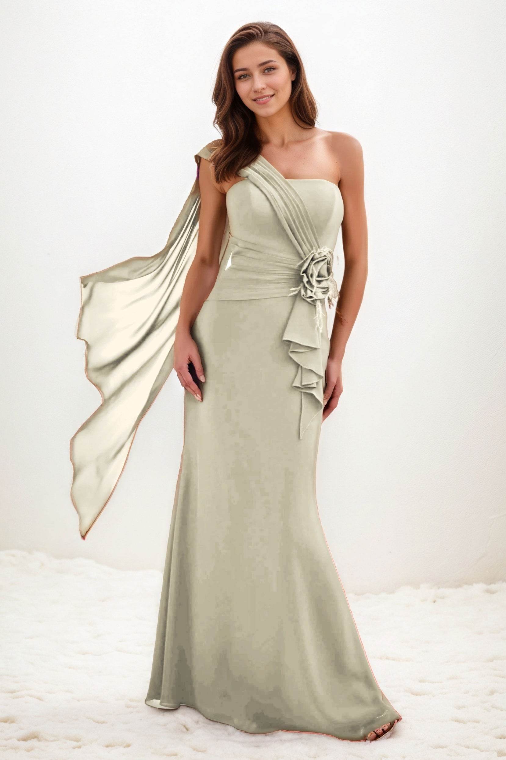 Trumpet-Mermaid Maxi Chiffon Wedding Guest Dress CG0289 - COCOMELODY