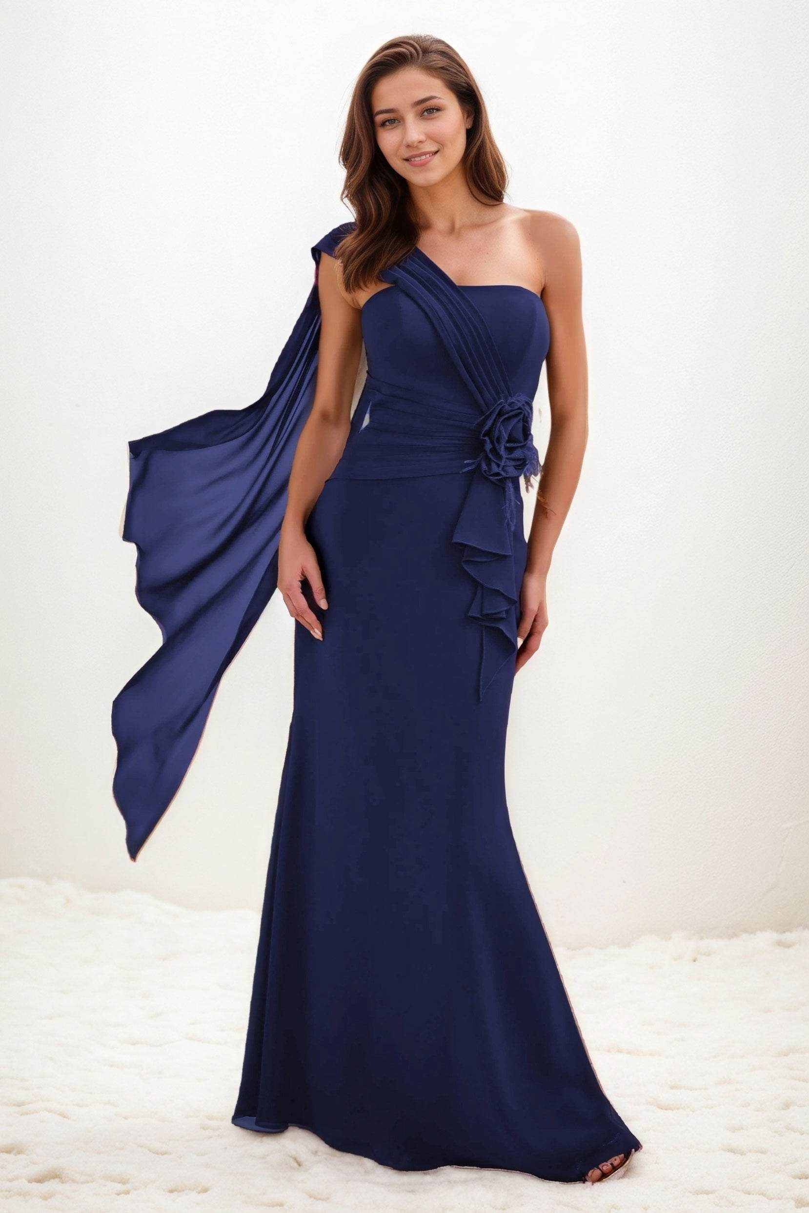 Trumpet-Mermaid Maxi Chiffon Wedding Guest Dress CG0289 - COCOMELODY