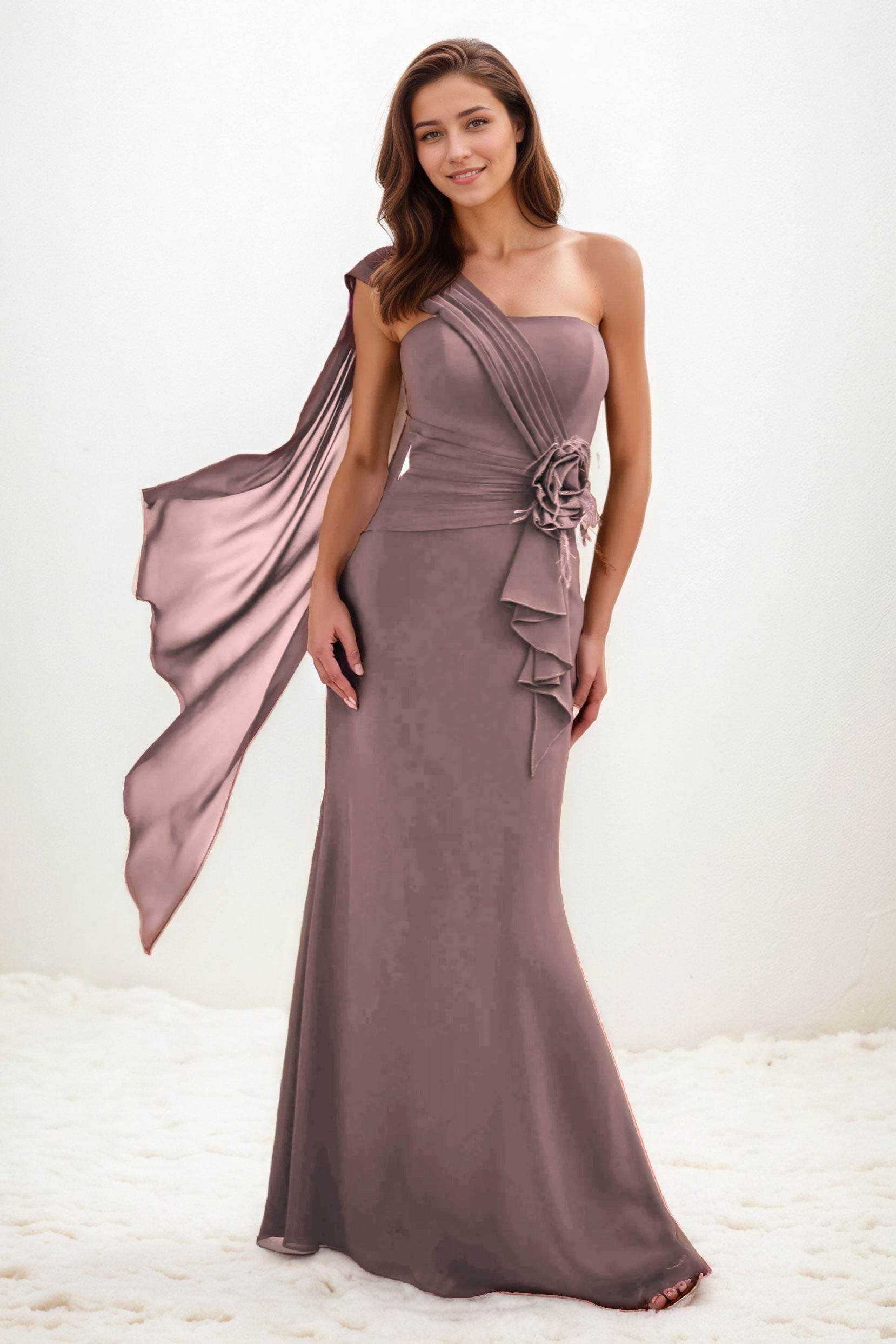 Trumpet-Mermaid Maxi Chiffon Wedding Guest Dress CG0289 - COCOMELODY