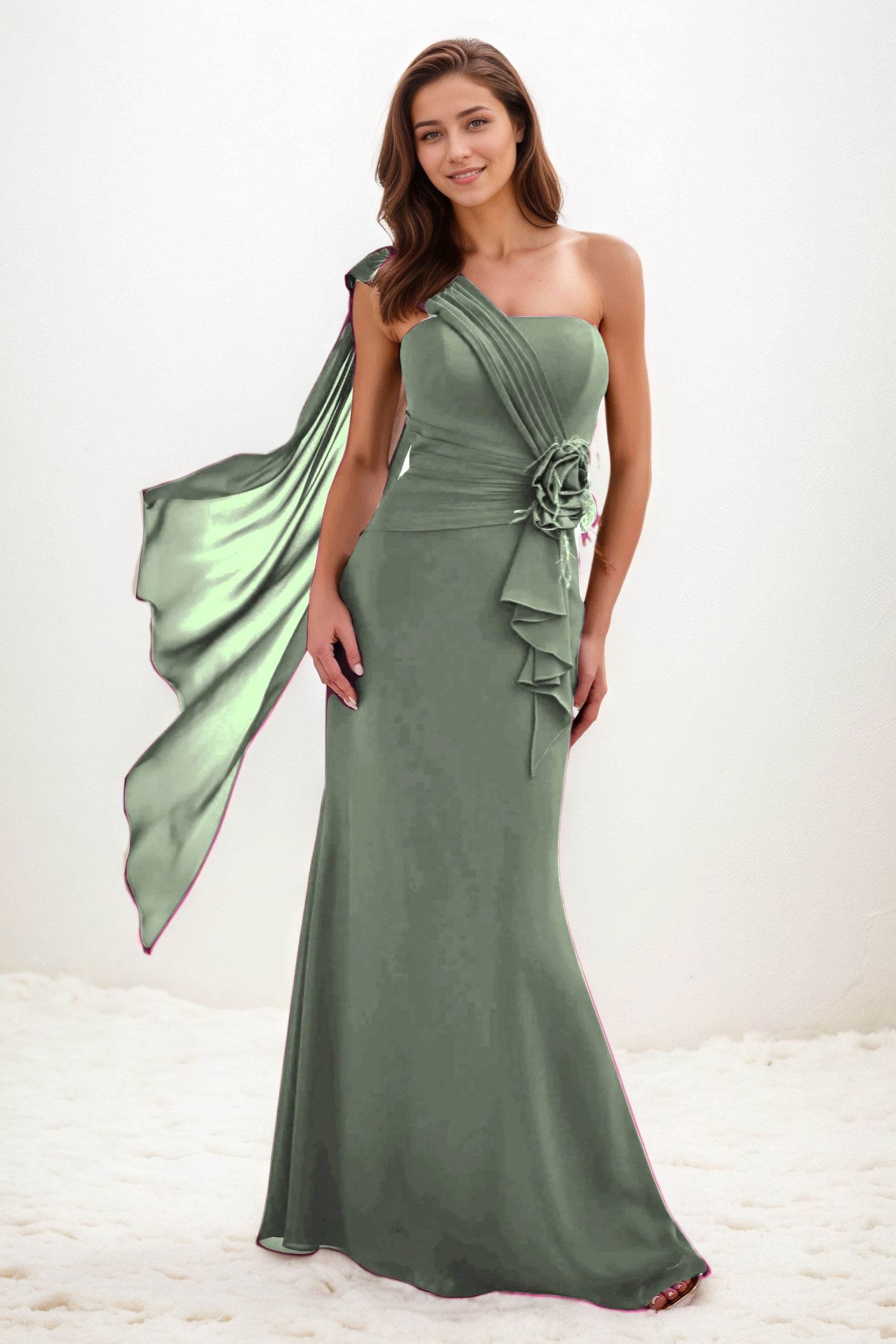 Trumpet-Mermaid Maxi Chiffon Wedding Guest Dress CG0289 - COCOMELODY