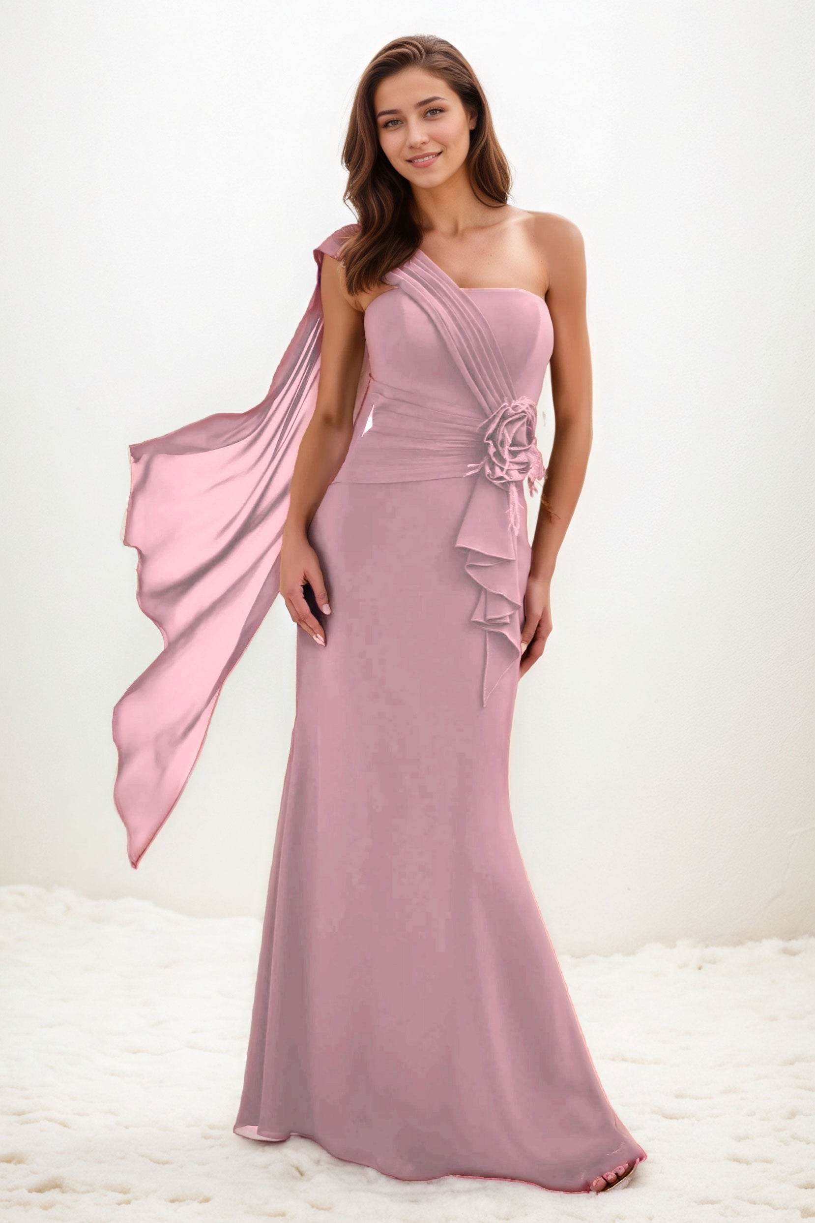 Trumpet-Mermaid Maxi Chiffon Wedding Guest Dress CG0289 - COCOMELODY