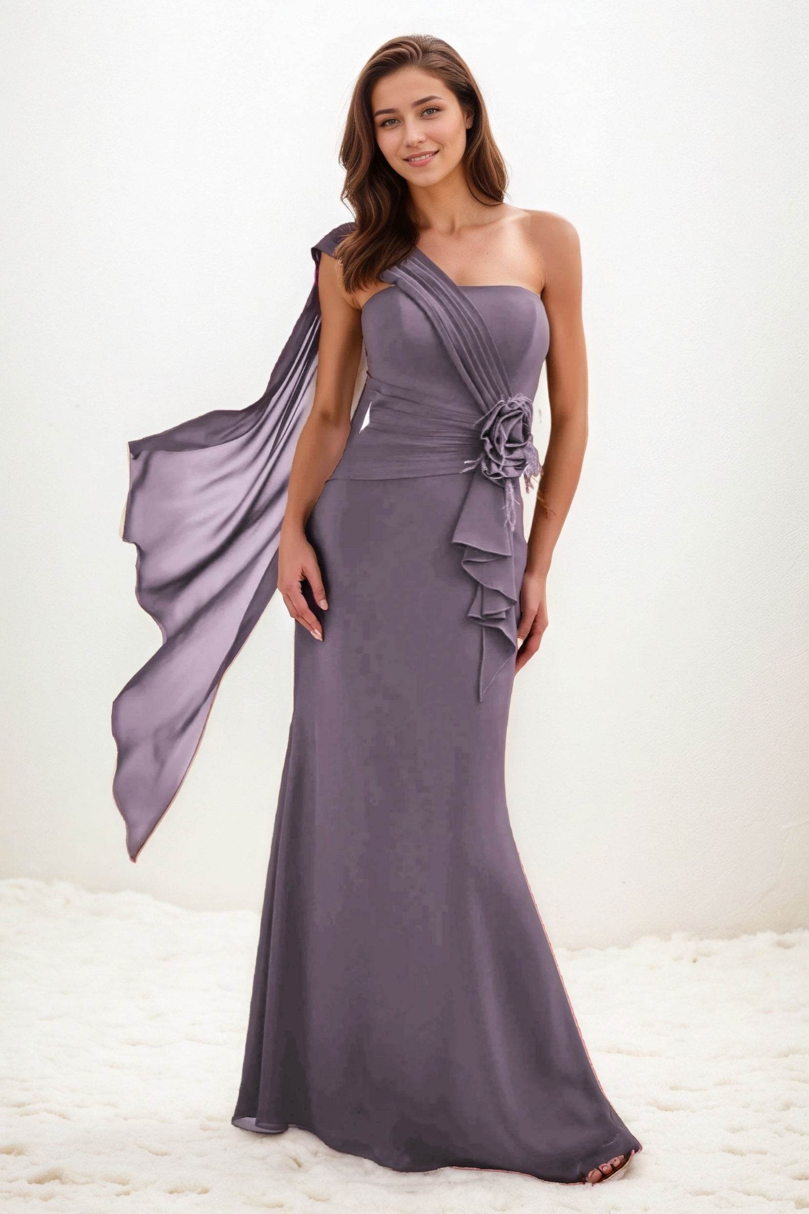 Trumpet-Mermaid Maxi Chiffon Wedding Guest Dress CG0289 - COCOMELODY