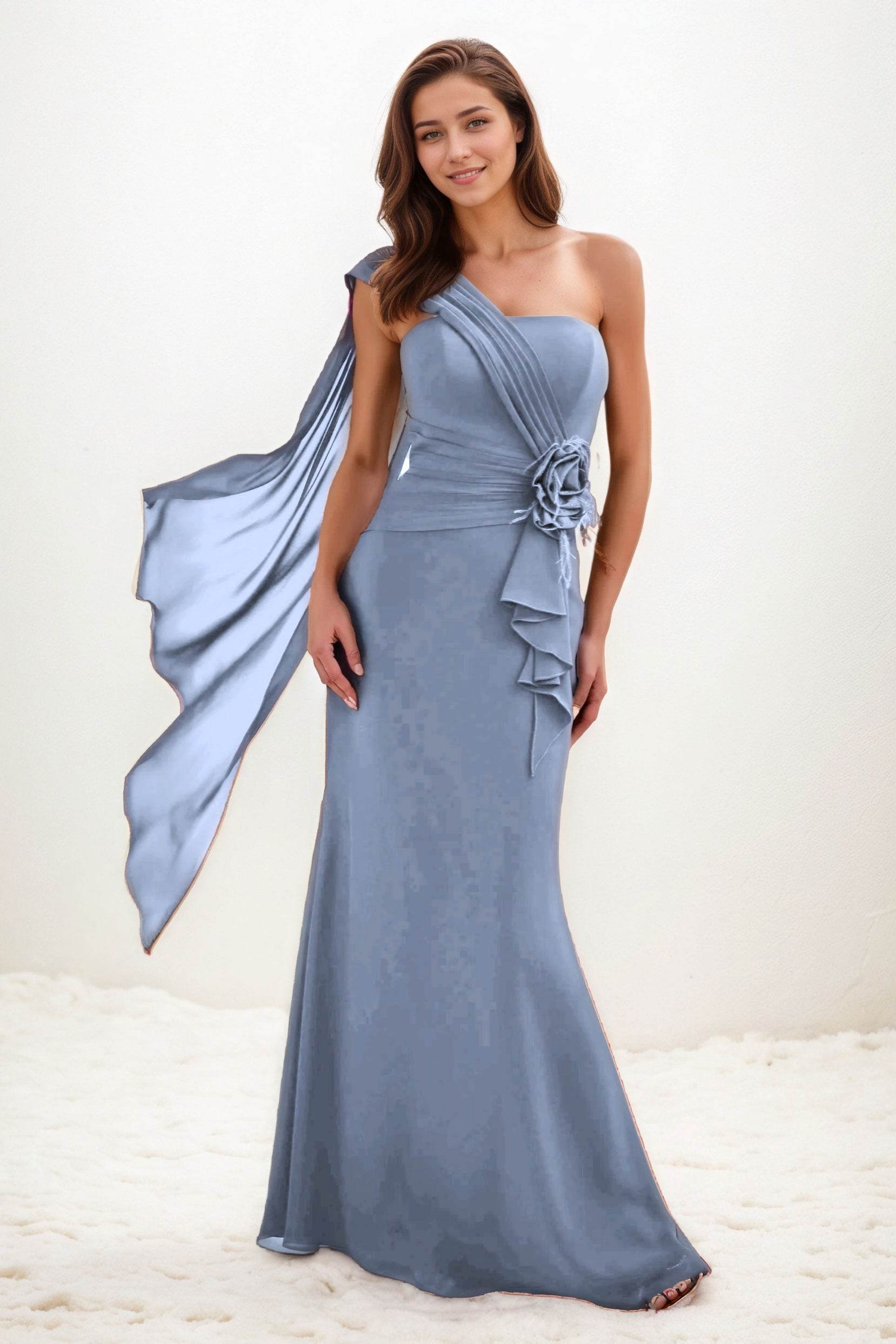 Trumpet-Mermaid Maxi Chiffon Wedding Guest Dress CG0289 - COCOMELODY