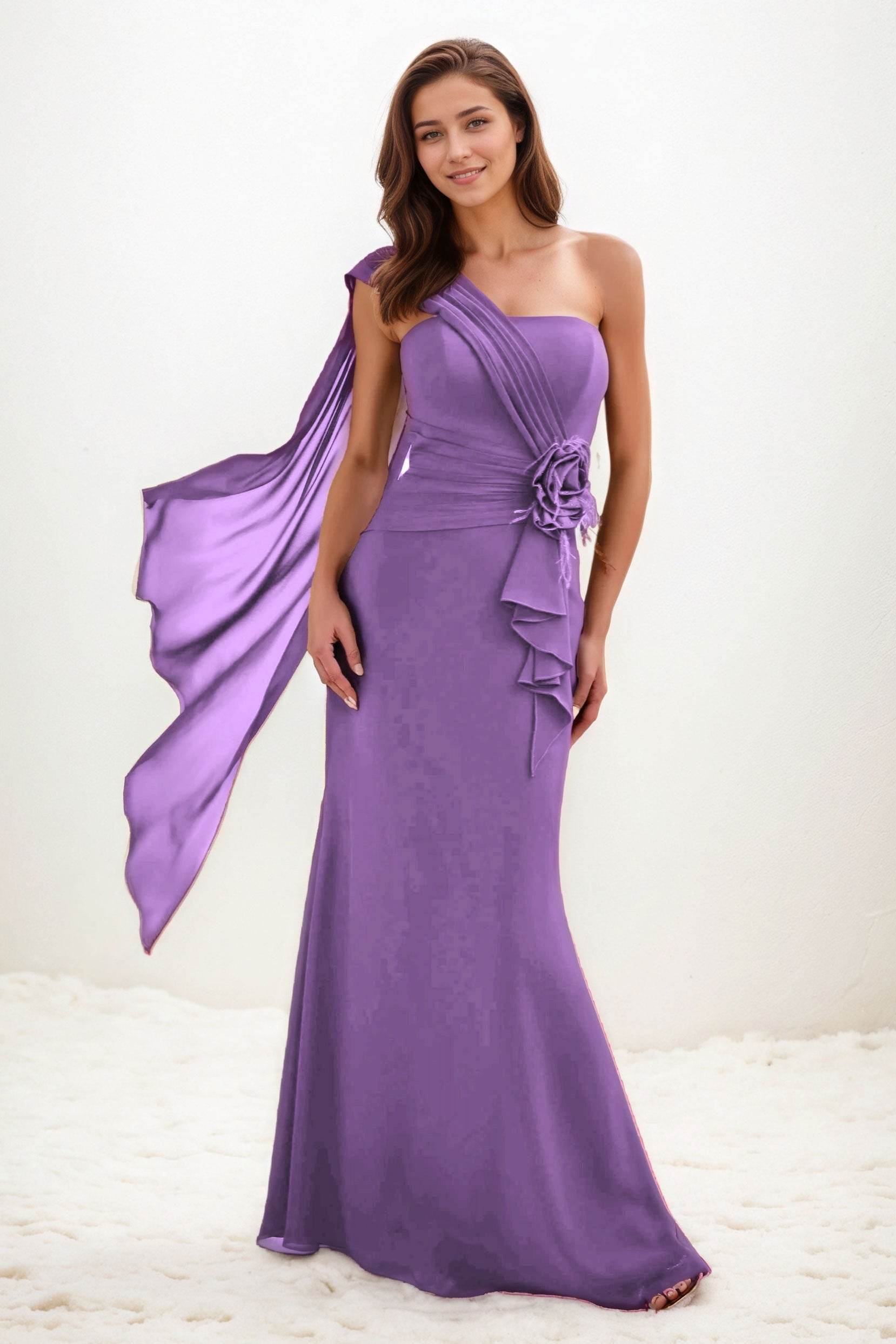 Trumpet-Mermaid Maxi Chiffon Wedding Guest Dress CG0289 - COCOMELODY