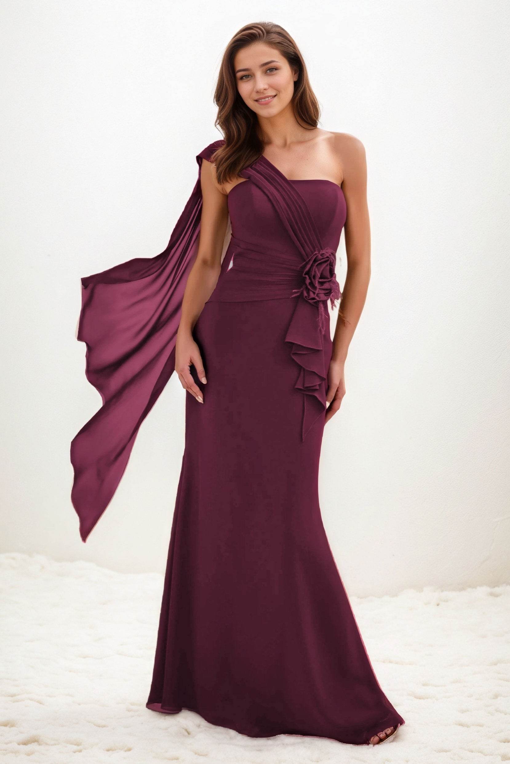 Trumpet-Mermaid Maxi Chiffon Wedding Guest Dress CG0289 - COCOMELODY