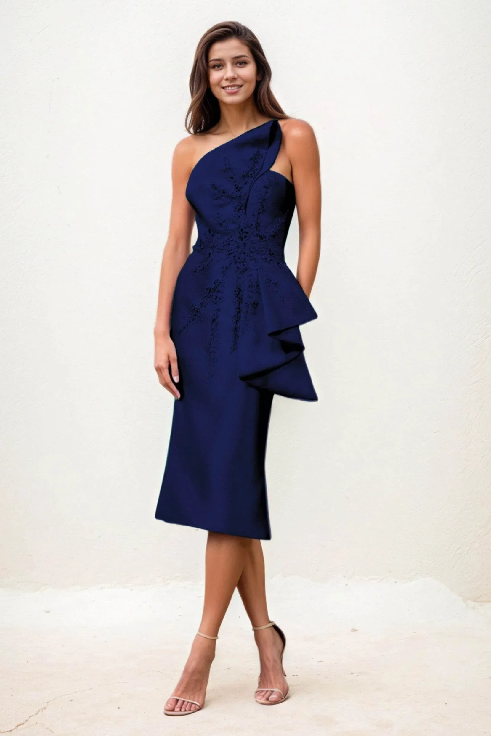 Sheath-Column Midi Satin Wedding Guest Dress CG0292 - COCOMELODY