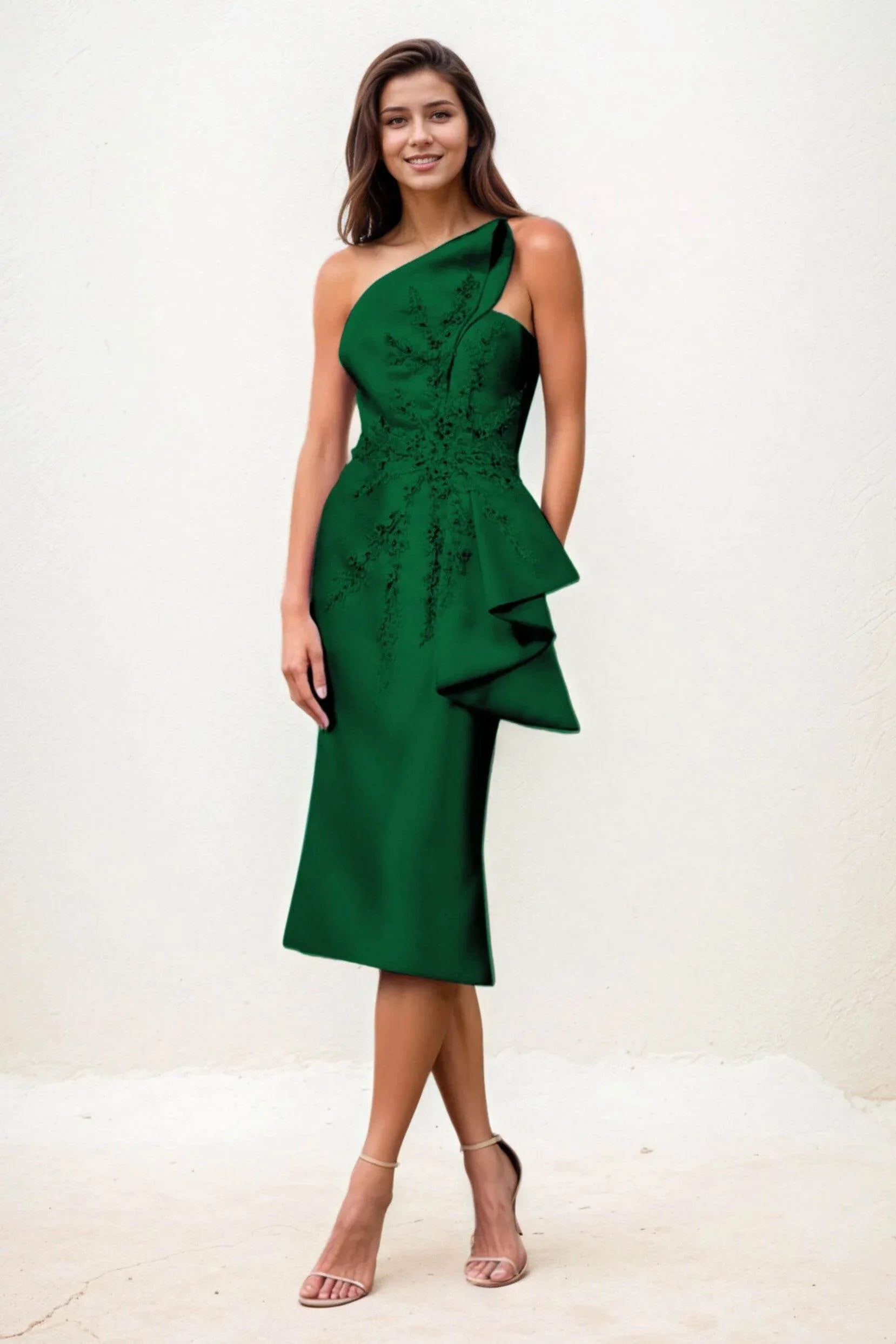 Sheath-Column Midi Satin Wedding Guest Dress CG0292 - COCOMELODY