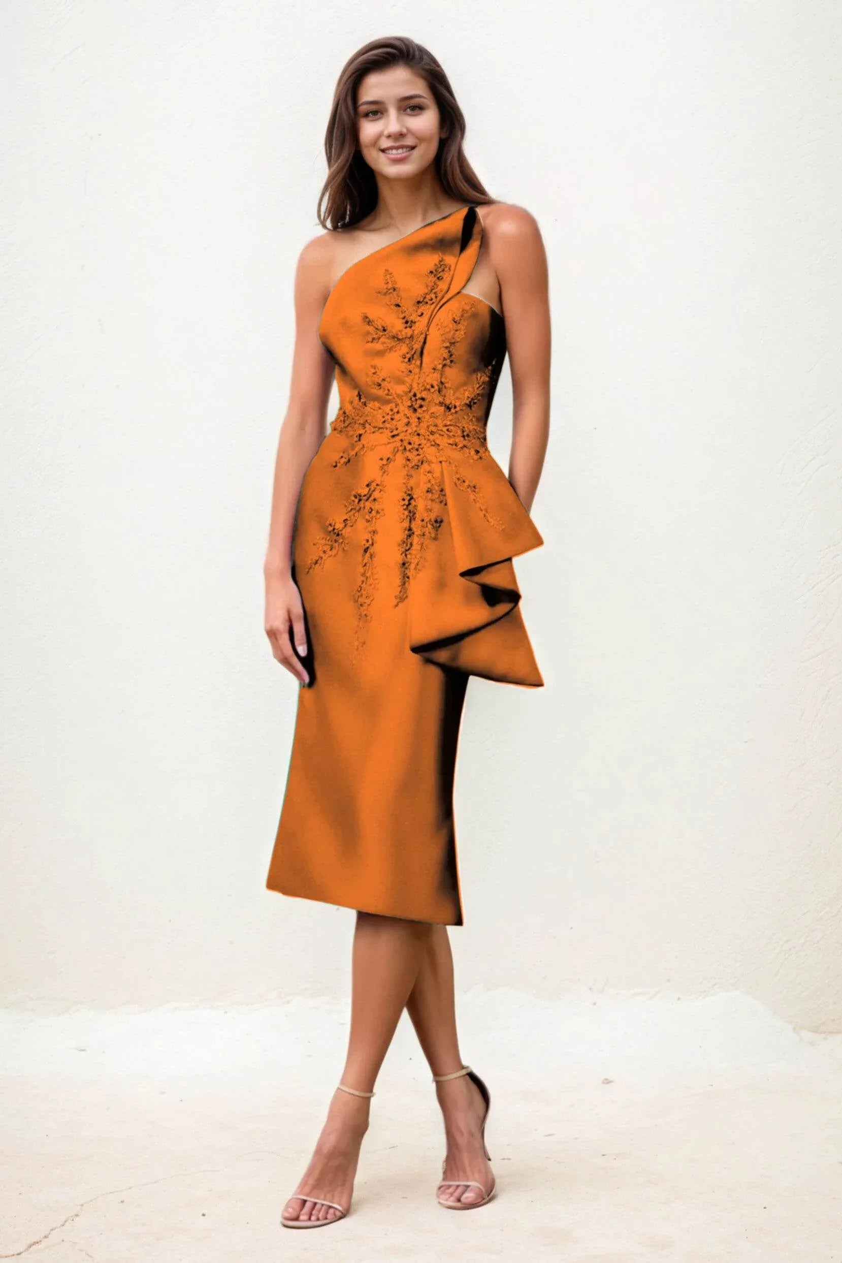 Sheath-Column Midi Satin Wedding Guest Dress CG0292 - COCOMELODY