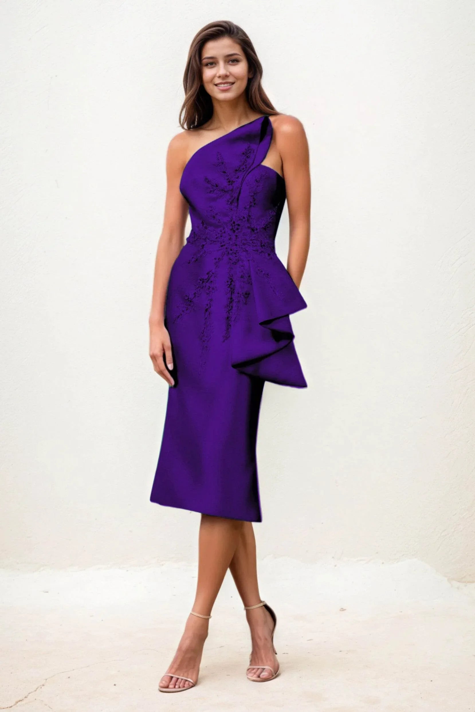 Sheath-Column Midi Satin Wedding Guest Dress CG0292 - COCOMELODY