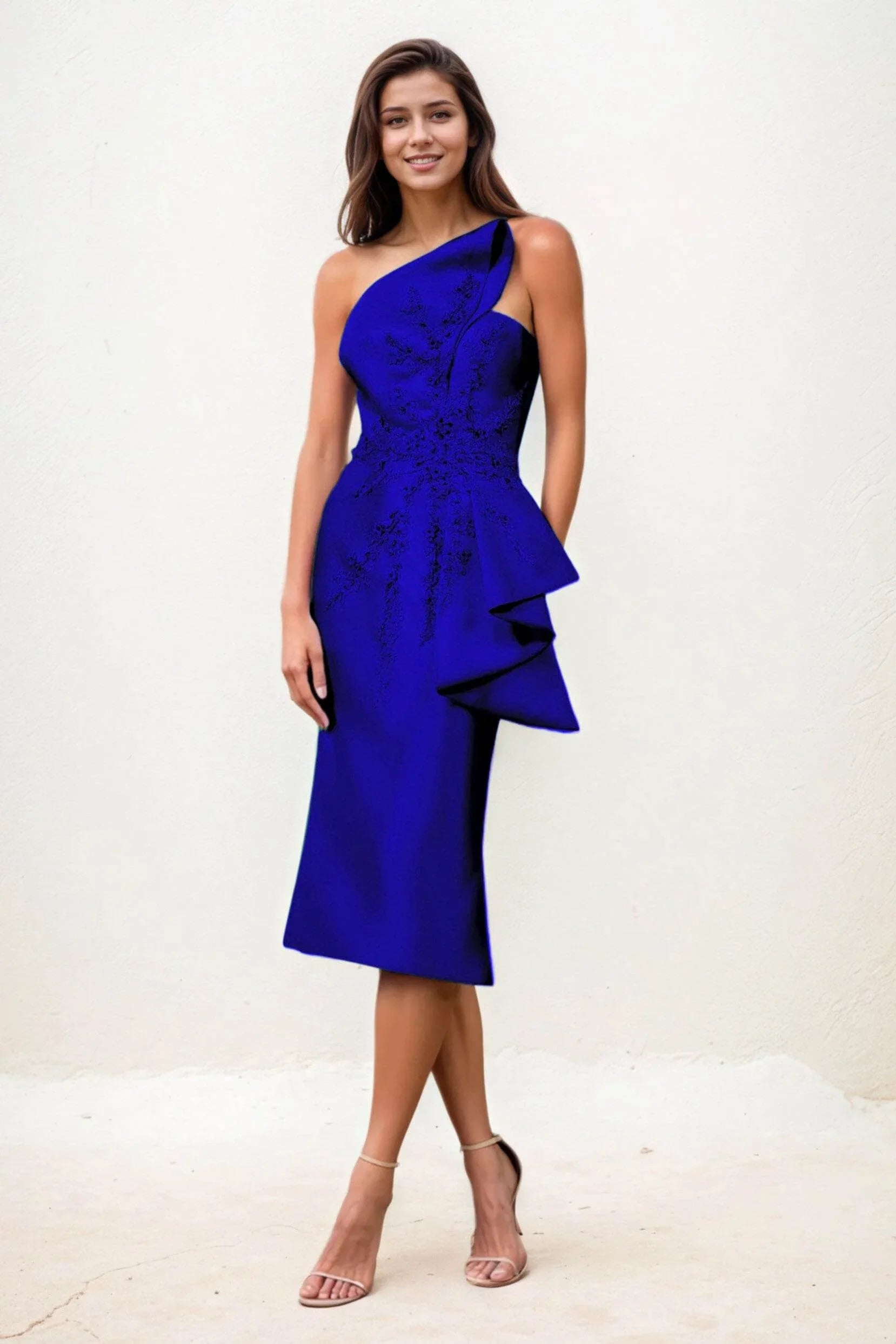 Sheath-Column Midi Satin Wedding Guest Dress CG0292 - COCOMELODY