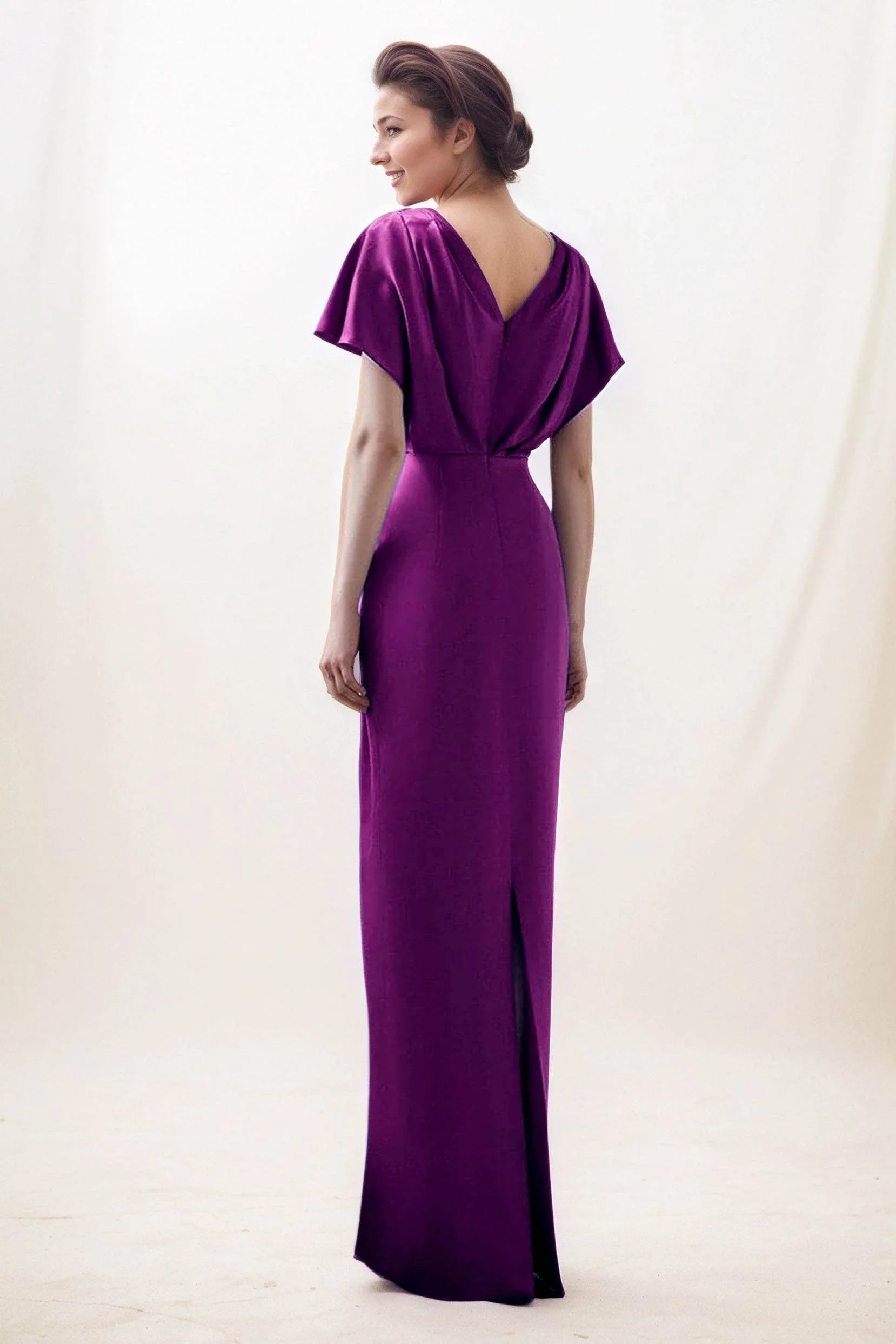 Sheath-Column Maxi Luxe Satin Wedding Guest Dress CG0299 - COCOMELODY