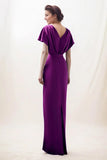 Sheath-Column Maxi Luxe Satin Wedding Guest Dress CG0299 - COCOMELODY