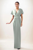 Sheath-Column Maxi Luxe Satin Wedding Guest Dress CG0299 - COCOMELODY
