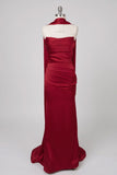 Trumpet-Mermaid Sweep-Brush Train Luxe Satin Wedding Guest Dress CG0301