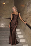 Sheath-Column Floor Length Acetate Satin Wedding Guest Dress CG0302