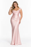 Sheath-Column Floor Length Acetate Satin Bridesmaid Dress CG0302BM