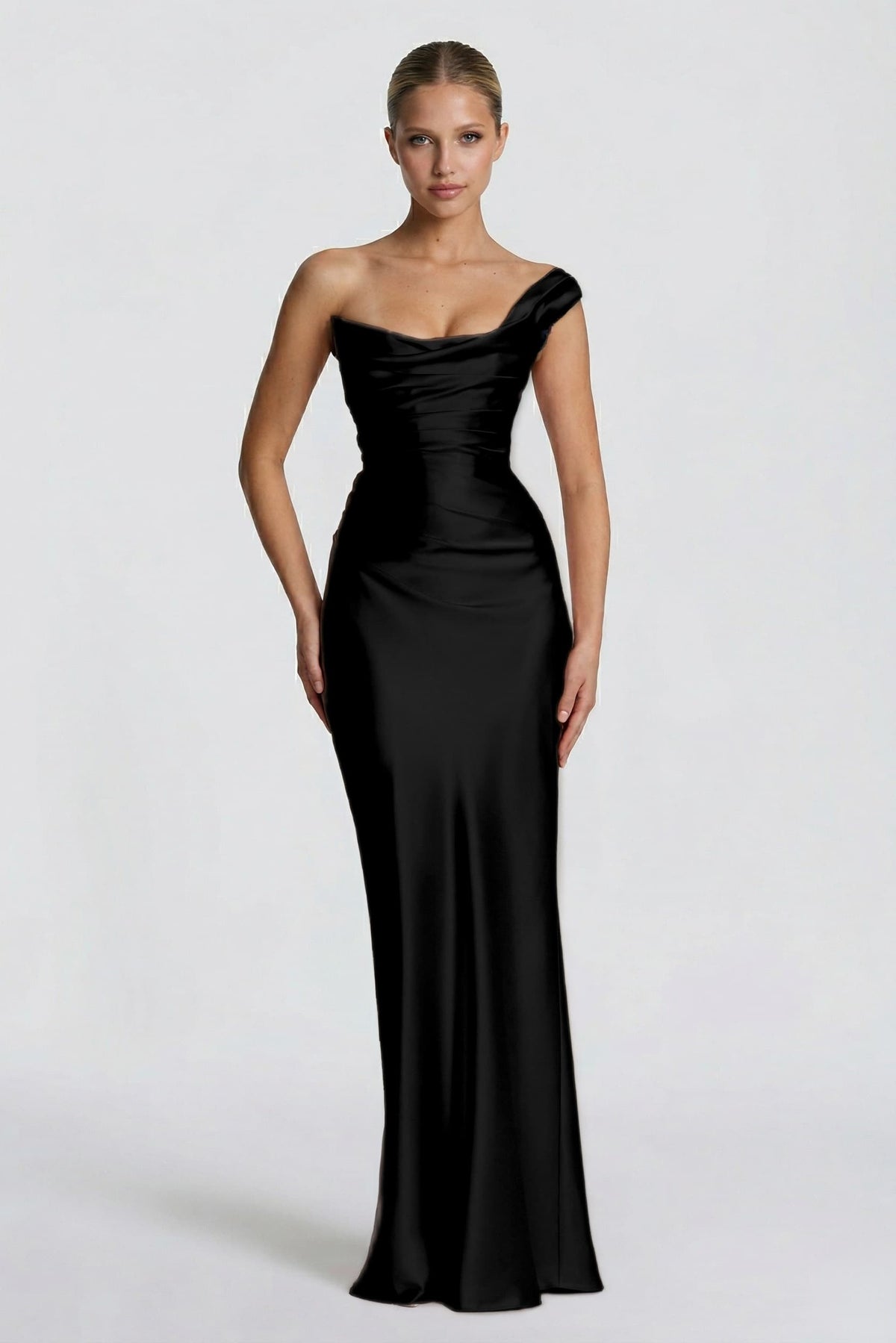 Sheath-Column Floor Length Acetate Satin Bridesmaid Dress CG0302BM