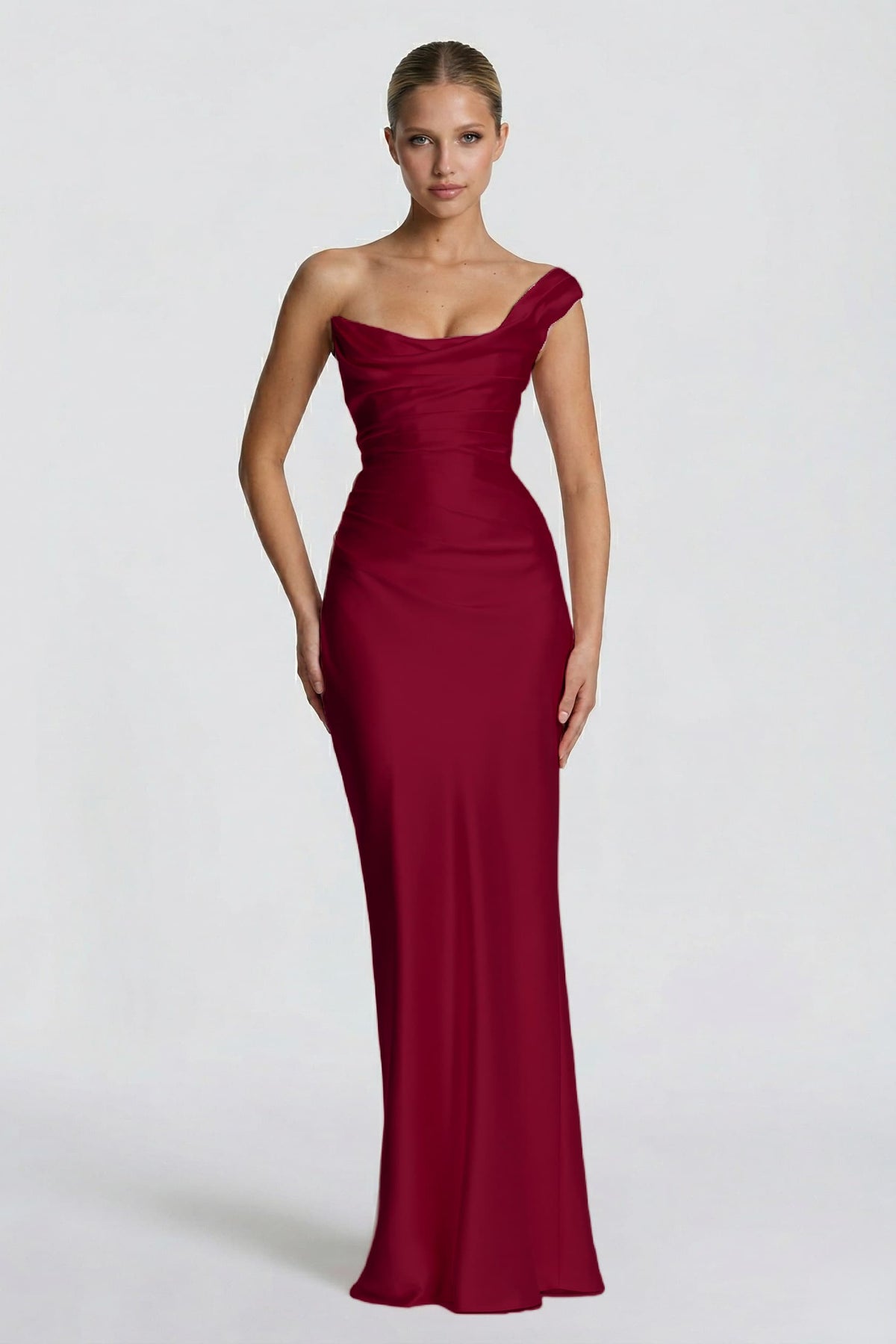 Sheath-Column Floor Length Acetate Satin Bridesmaid Dress CG0302BM