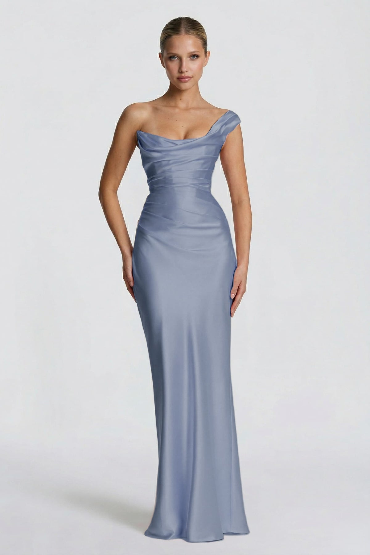 Sheath-Column Floor Length Acetate Satin Bridesmaid Dress CG0302BM