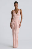 Sheath-Column Floor Length Acetate Satin Bridesmaid Dress CG0304BM