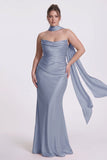Sheath-Column Floor Length Acetate Satin Bridesmaid Dress CG0305BM