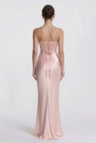 Sheath-Column Floor Length Acetate Satin Wedding Guest Dress CG0305