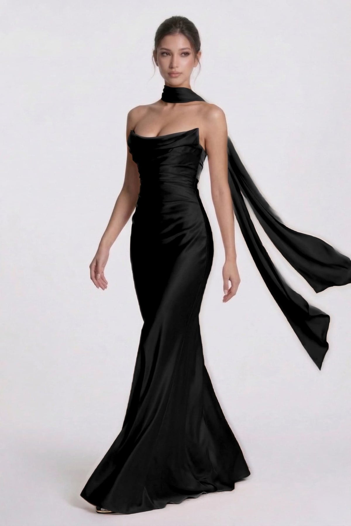 Sheath-Column Floor Length Acetate Satin Bridesmaid Dress CG0305BM