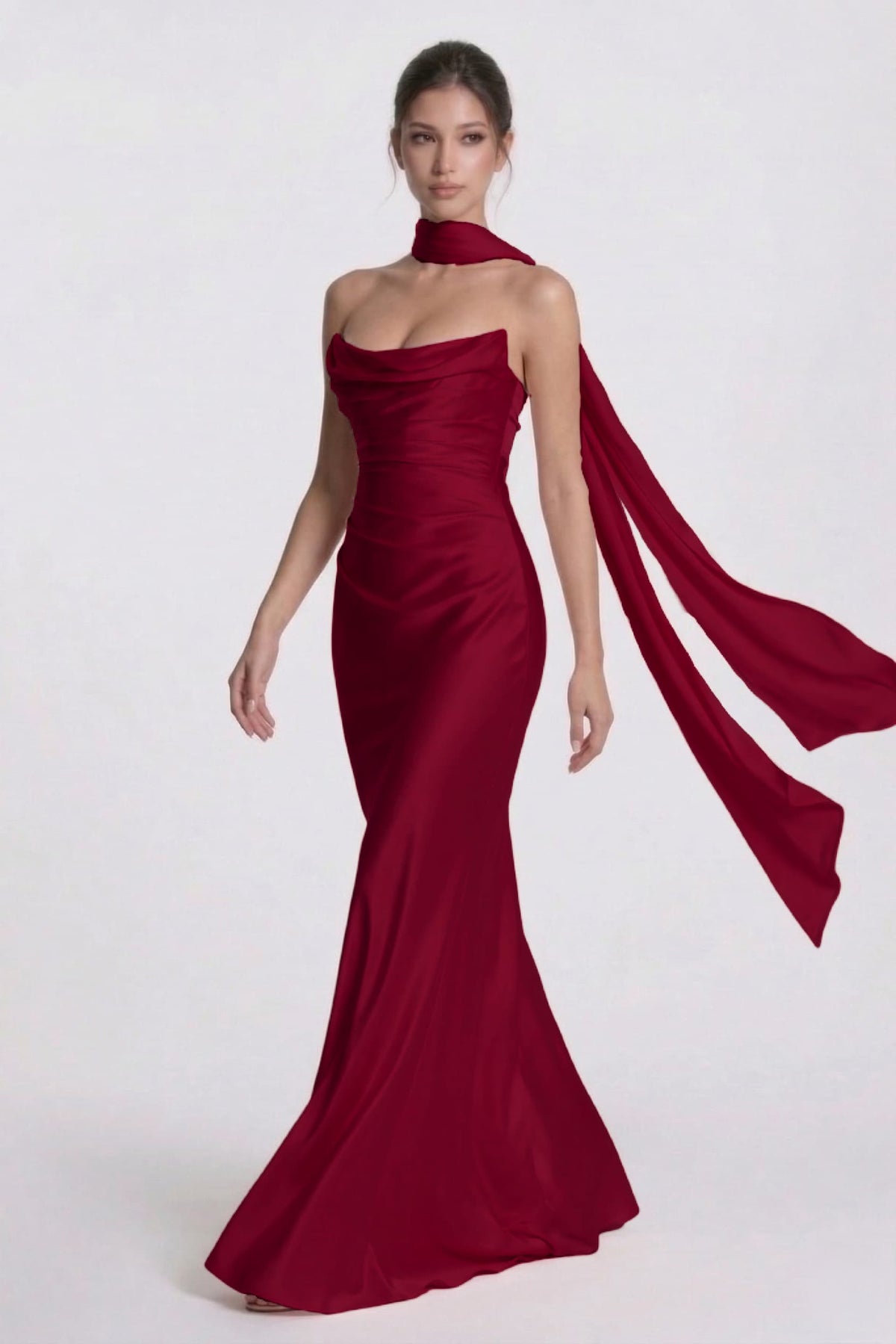 Sheath-Column Floor Length Acetate Satin Bridesmaid Dress CG0305BM