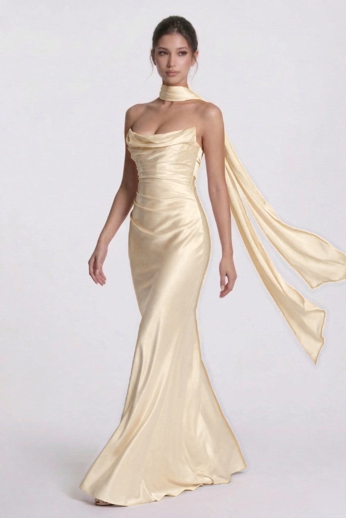 Sheath-Column Floor Length Acetate Satin Bridesmaid Dress CG0305BM