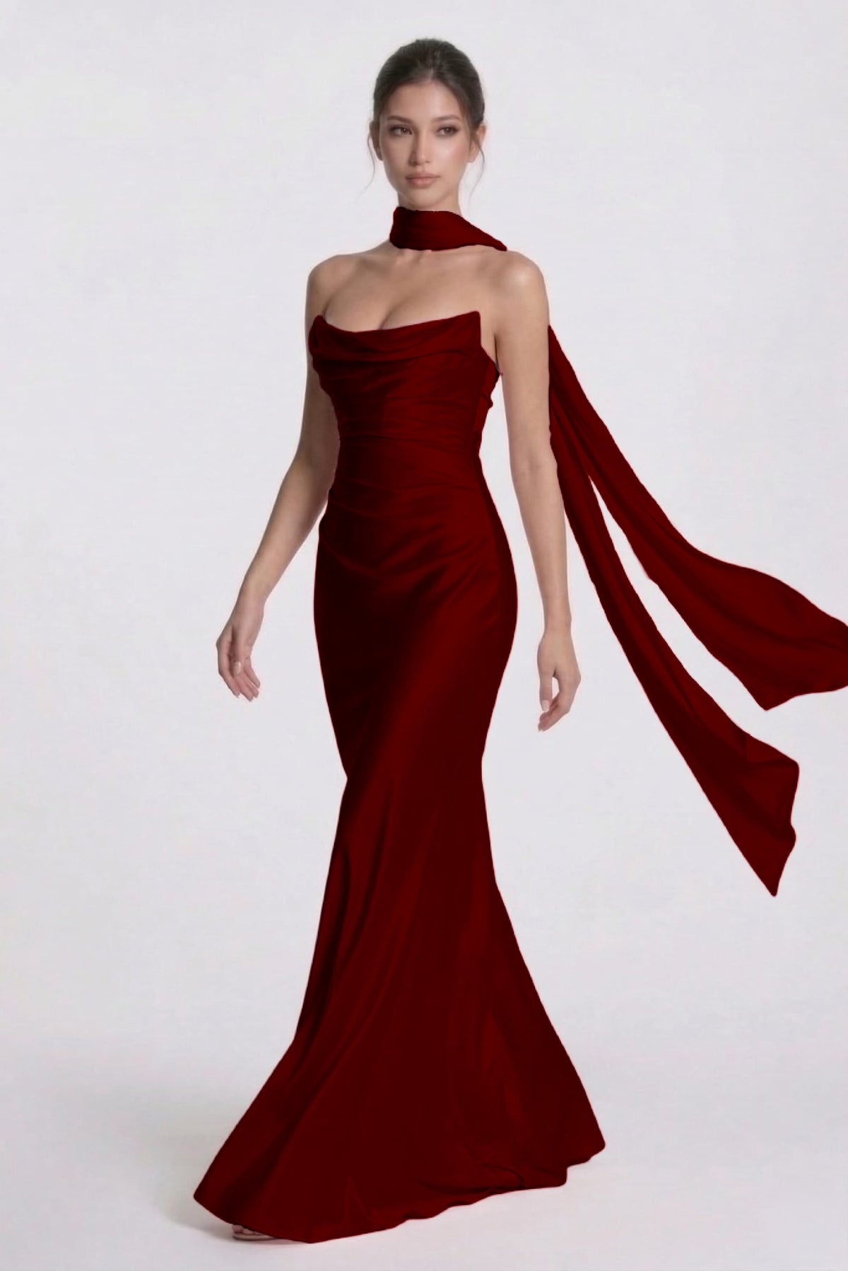 Sheath-Column Floor Length Acetate Satin Bridesmaid Dress CG0305BM