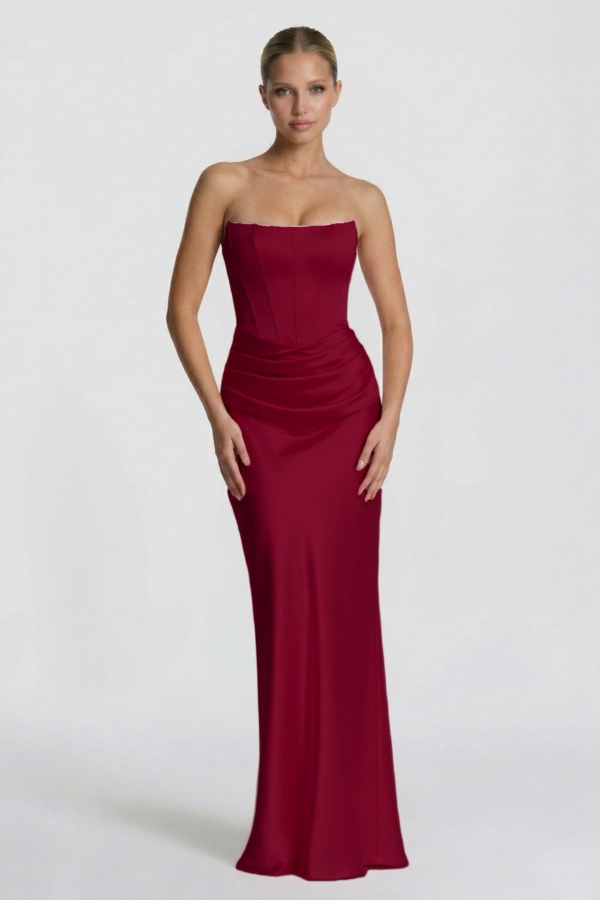 Sheath-Column Floor Length Acetate Satin Bridesmaid Dress CG0306BM