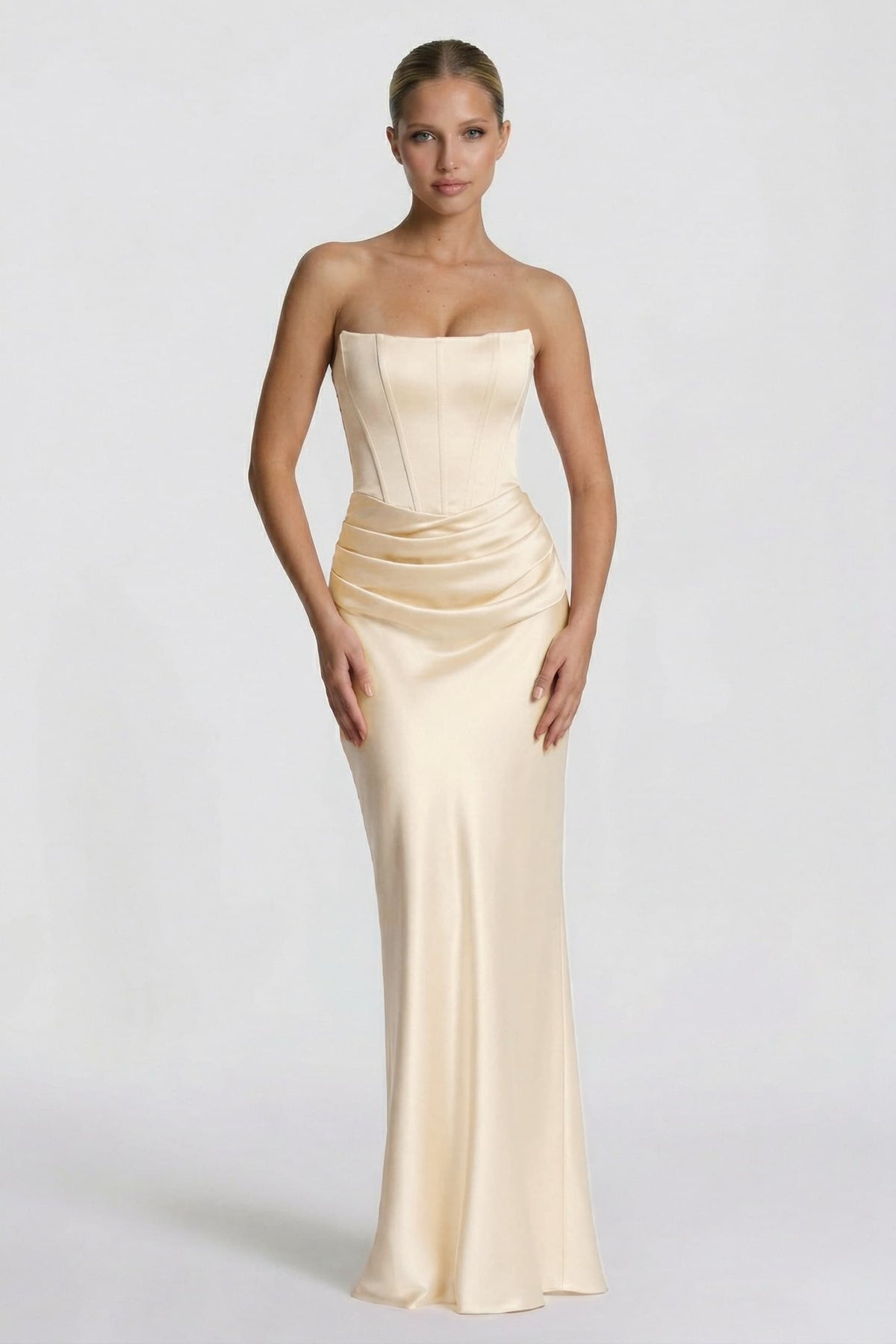 Sheath-Column Floor Length Acetate Satin Bridesmaid Dress CG0306BM