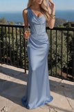 Sheath-Column Floor Length Acetate Satin Bridesmaid Dress CG0307BM