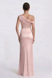 Sheath-Column Floor Length Acetate Satin Wedding Guest Dress CG0309