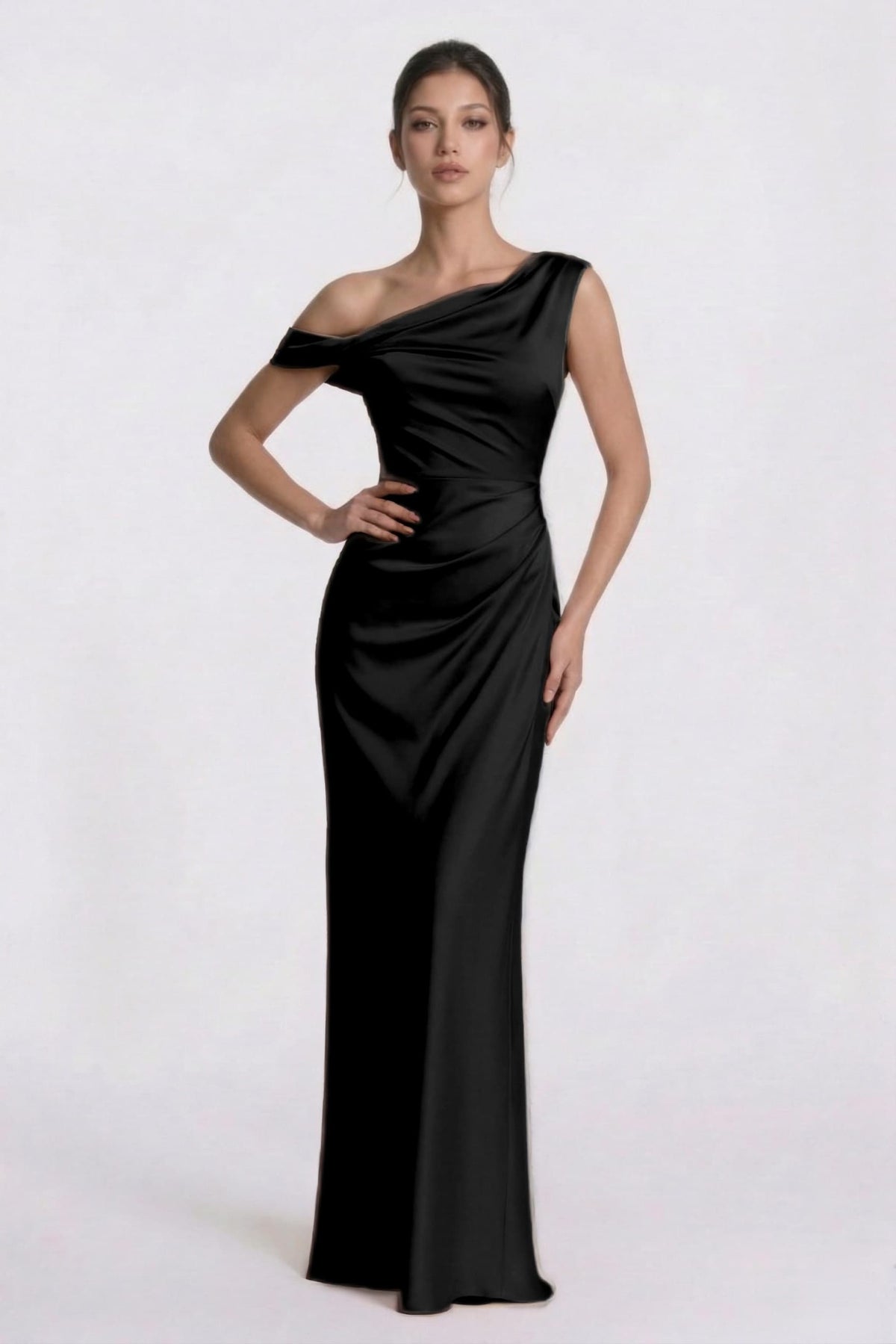 Sheath-Column Floor Length Acetate Satin Bridesmaid Dress CG0309BM