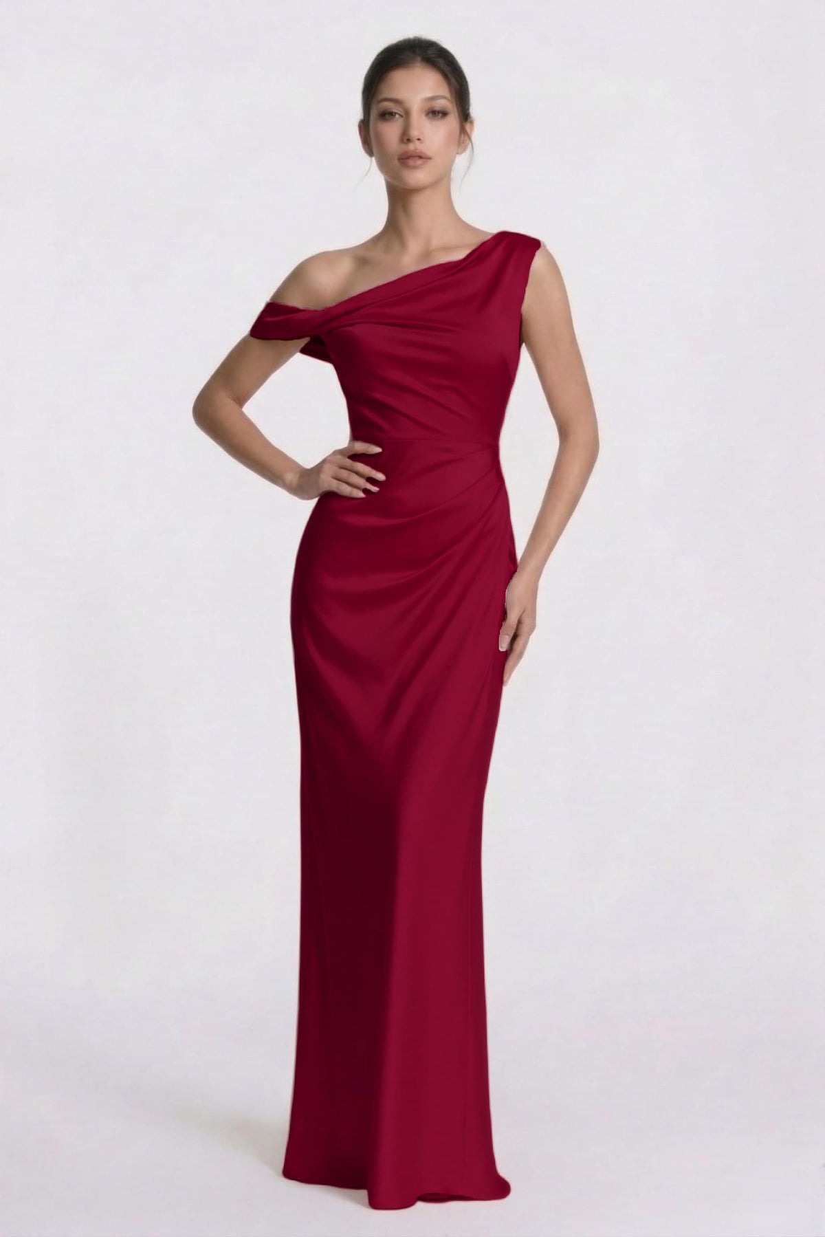 Sheath-Column Floor Length Acetate Satin Bridesmaid Dress CG0309BM