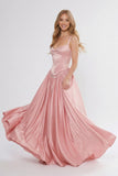 A-Line Floor Length Soft Satin Wedding Guest Dress CG0310