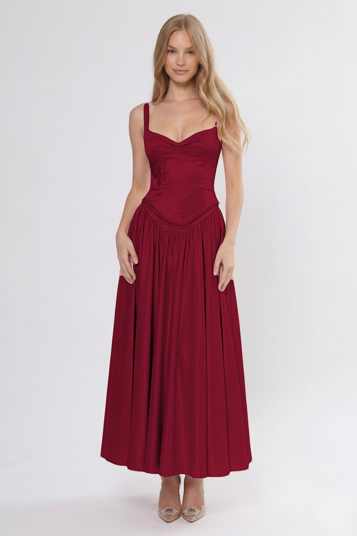 A-Line/Two Piece Ankle Length Soft Satin Bridesmaid Dress CG0311BM
