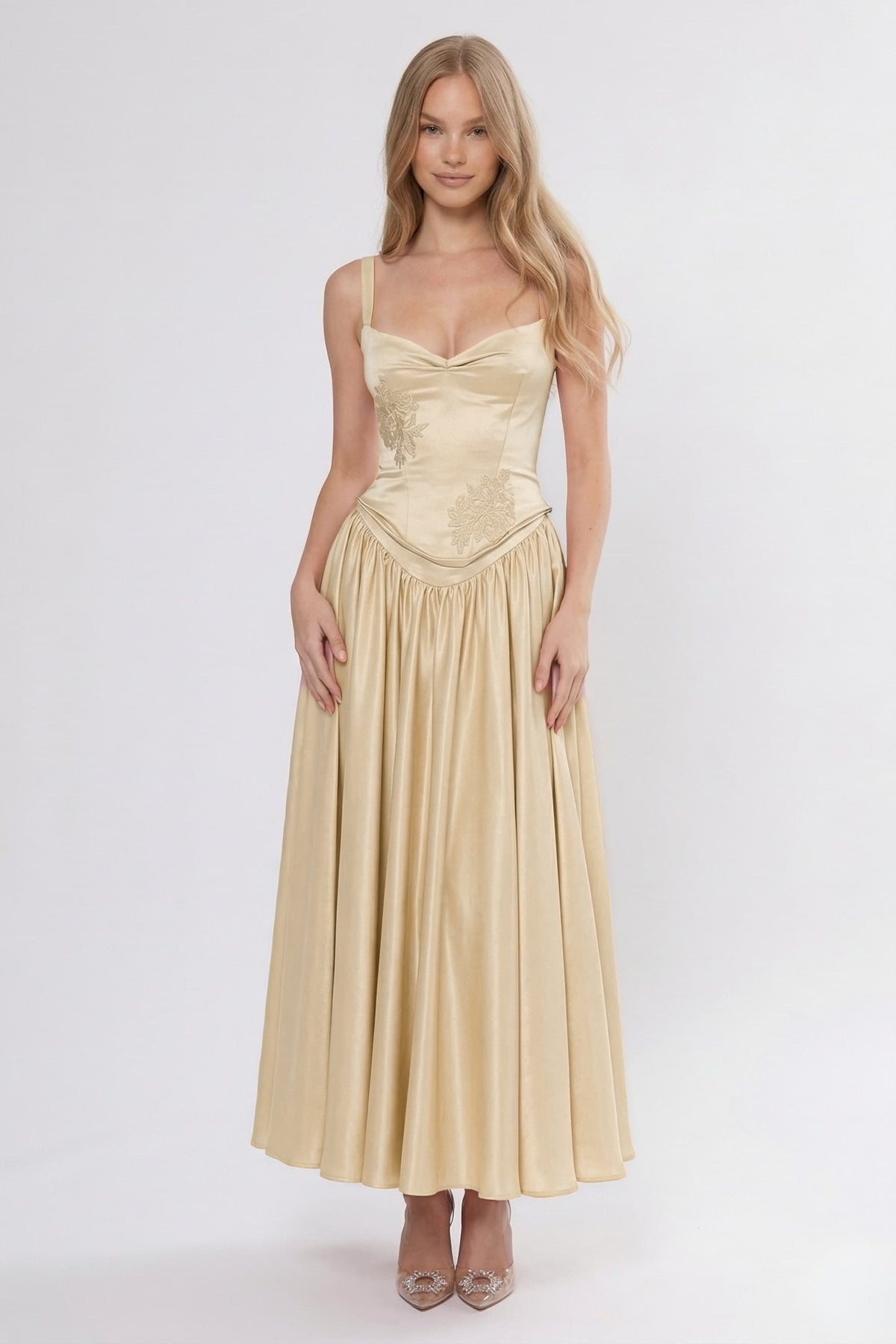A-Line/Two Piece Ankle Length Soft Satin Bridesmaid Dress CG0311BM