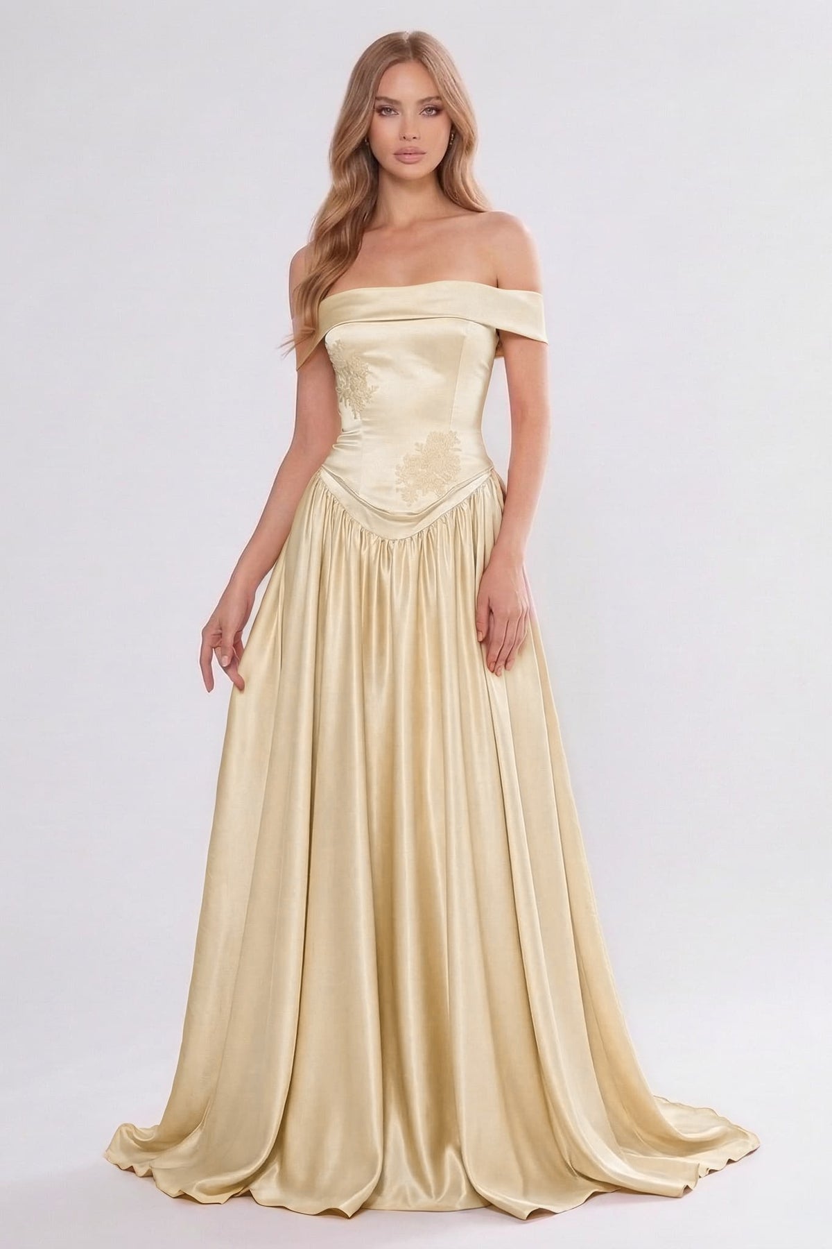 A-Line/Two Piece Floor Length Soft Satin Bridesmaid Dress CG0312BM