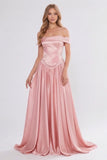 A-Line Floor Length Soft Satin Wedding Guest Dress CG0312