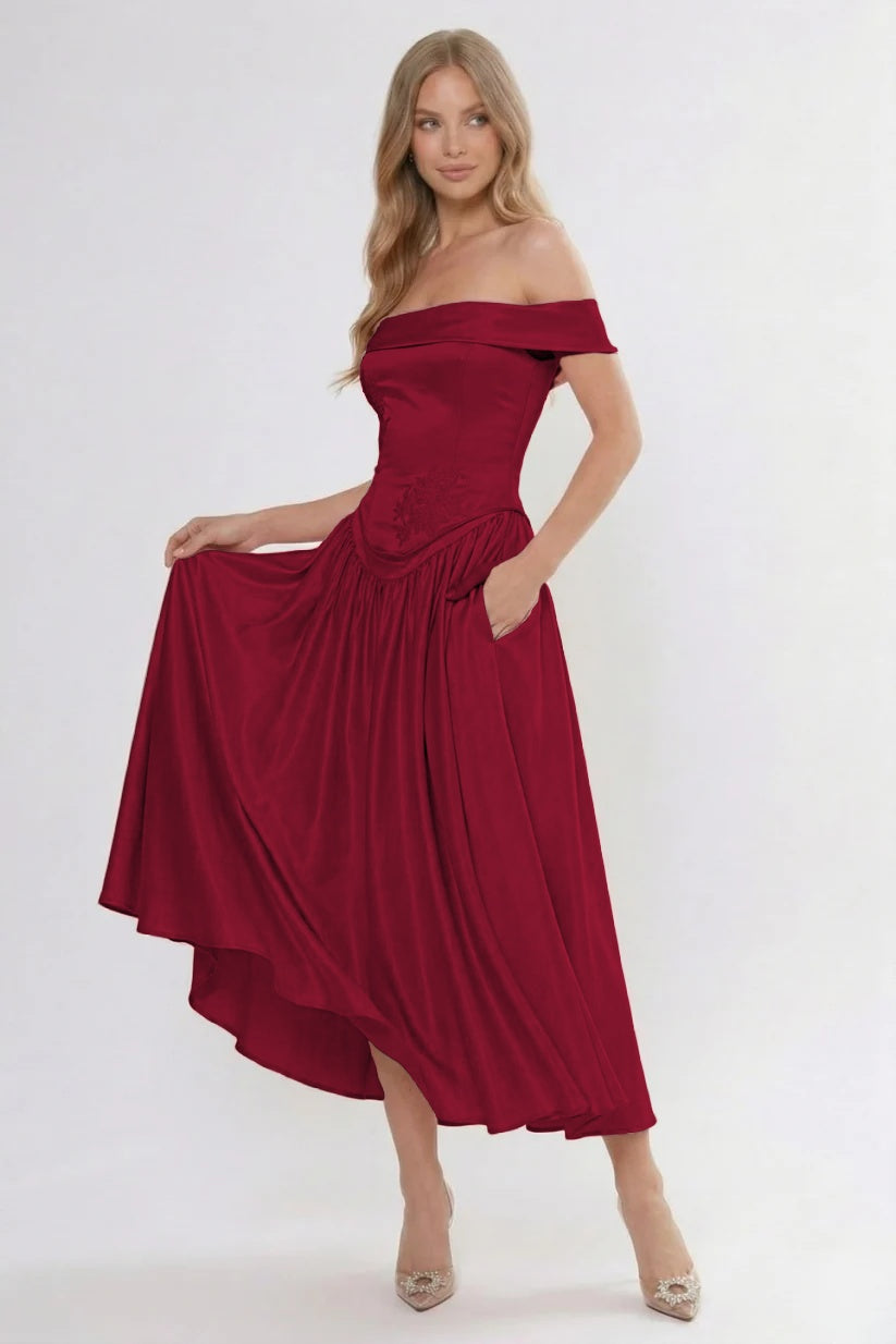 A-Line/Two Piece Ankle Length Soft Satin Bridesmaid Dress CG0313BM