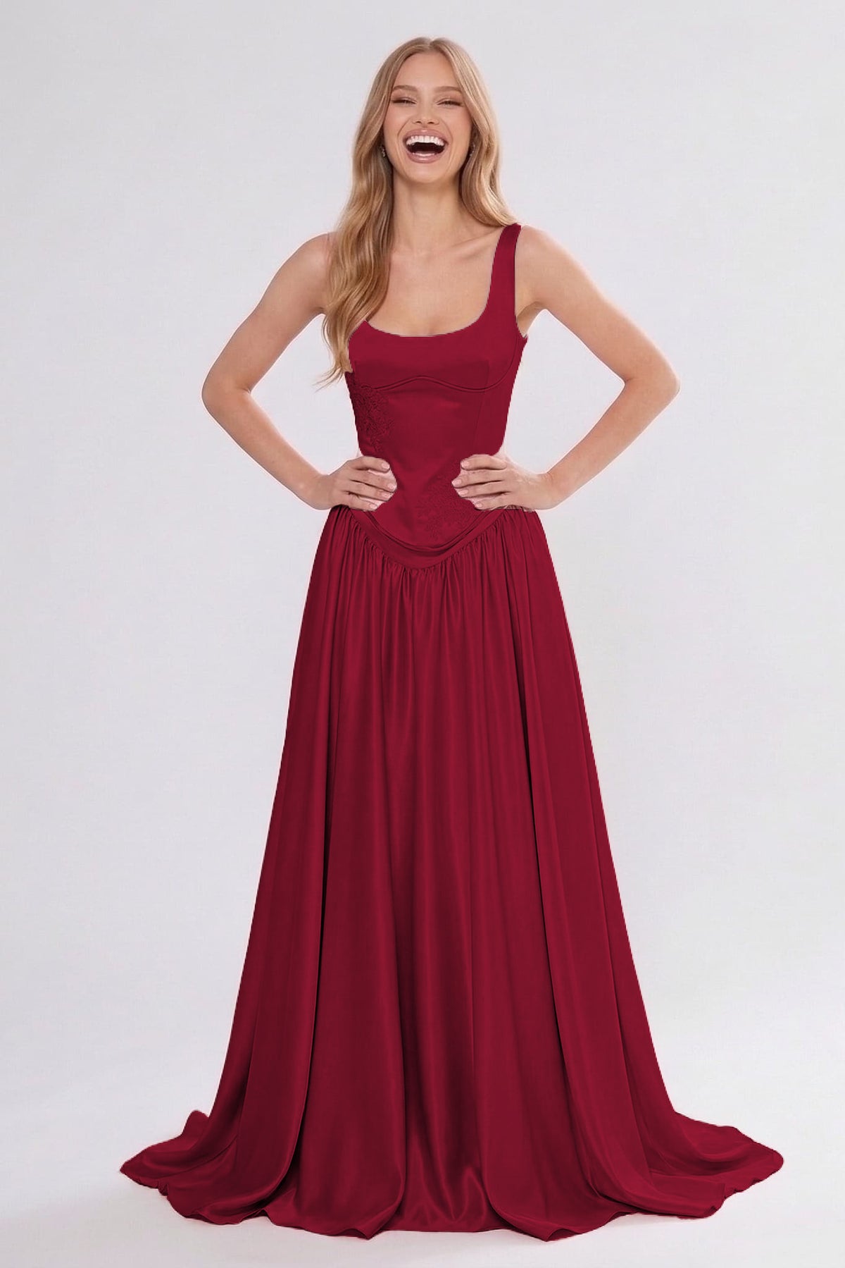 A-Line/Two Piece Floor Length Soft Satin Bridesmaid Dress CG0314BM