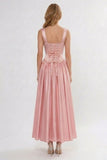 A-Line Ankle Length Soft Satin Wedding Guest Dress CG0315