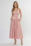 A-Line Ankle Length Soft Satin Wedding Guest Dress CG0315